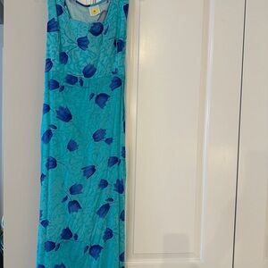 Blue Floral Sleeveless Lg Dress
